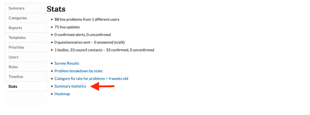 Navigating to the 'Summary statistics' page will give you a more detailed view